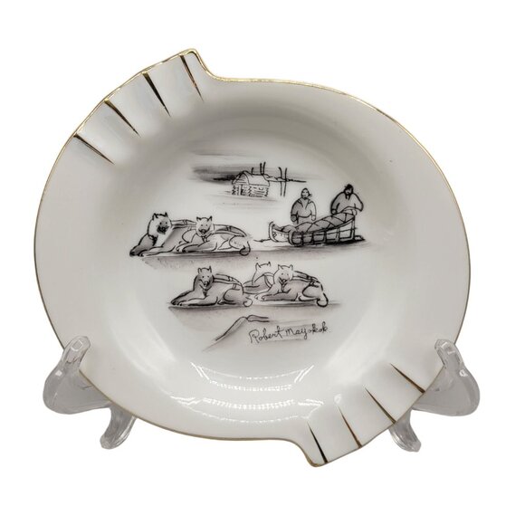 Robert Mayokok Porcelain Plate Ashtray and Coffee Mugs Set 1950s - Picture 4 of 11